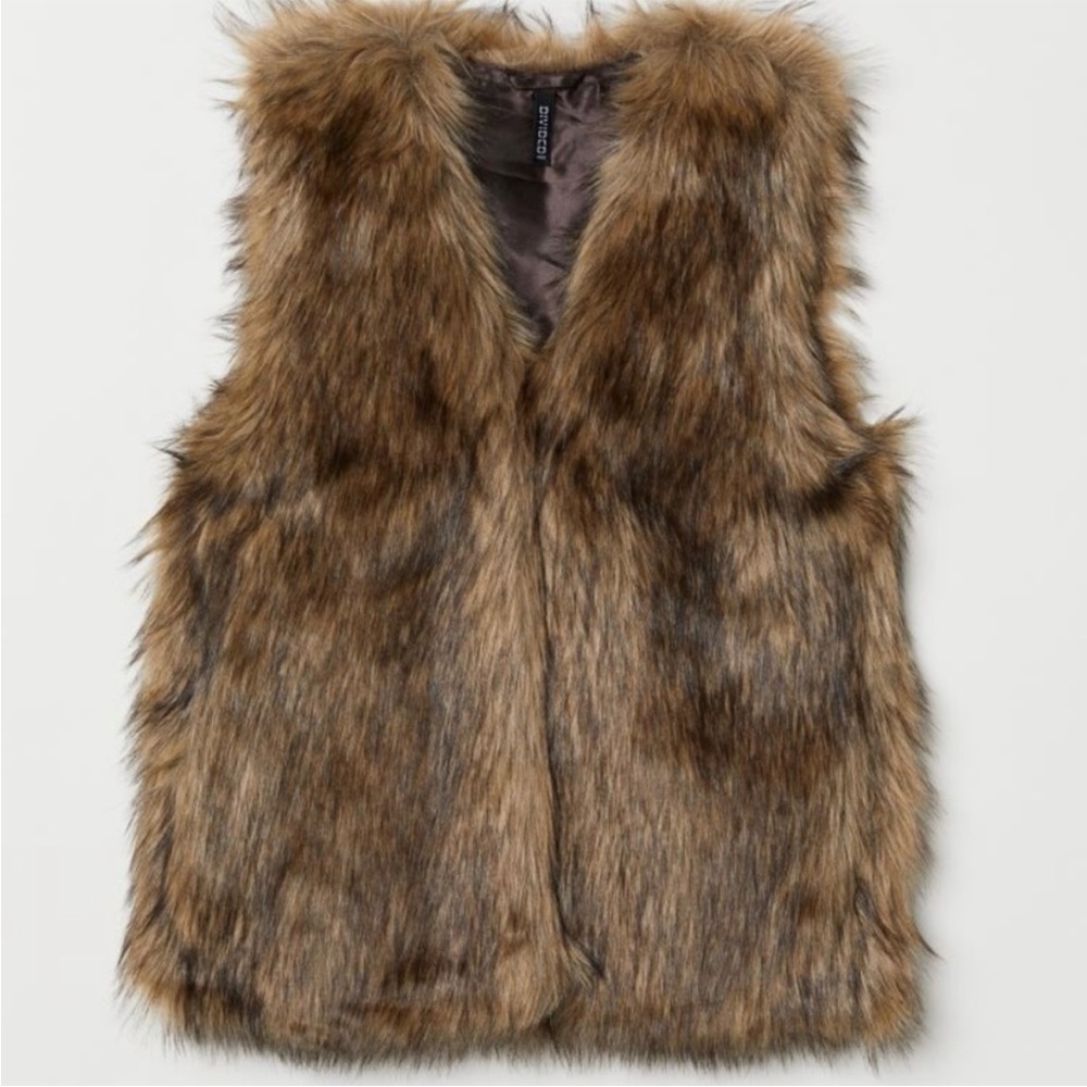 Women's H&M Faux Fur Brown Vest